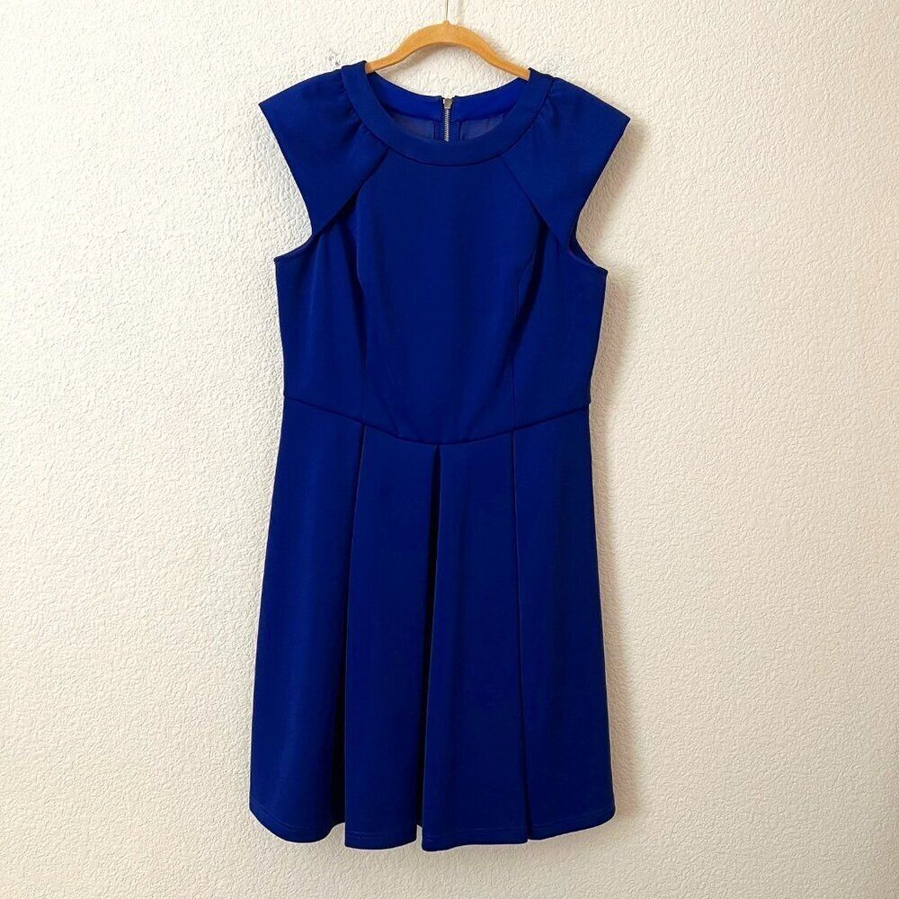 Purple Scuba Knit Stretch A-line Thick Holiday Party Midi Dress Women Size 14